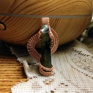 Laboradite Point Pendant with Chain